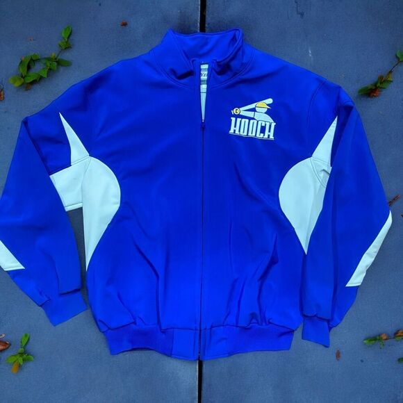 Neff Athletic Royal Blue White Baseball Full Zip HOOCH Embroidered Jacket Mens L - Picture 1 of 9